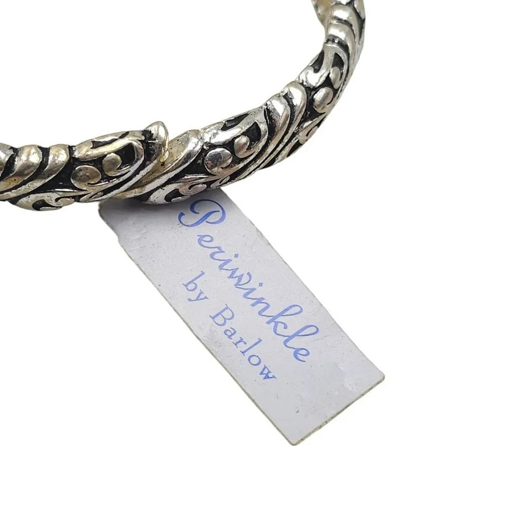 Periwinkle by Barlow Filigree Spiral Bangle Bracelet Silver Tone Vintage - Picture 2 of 5